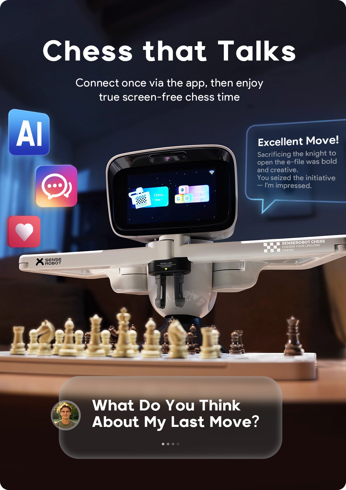 Senserobot chess mini portable chess set